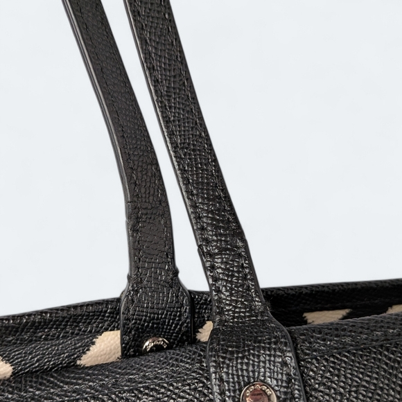 Coach City Tote Wild Plaid Black & Cream Coated Canvas Handbag Reversible Purse - Picture 16 of 16